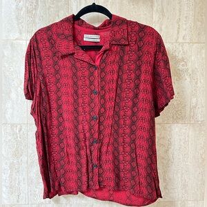 Urban Outfitters Snake Print Button-Front Blouse (Large) - Red